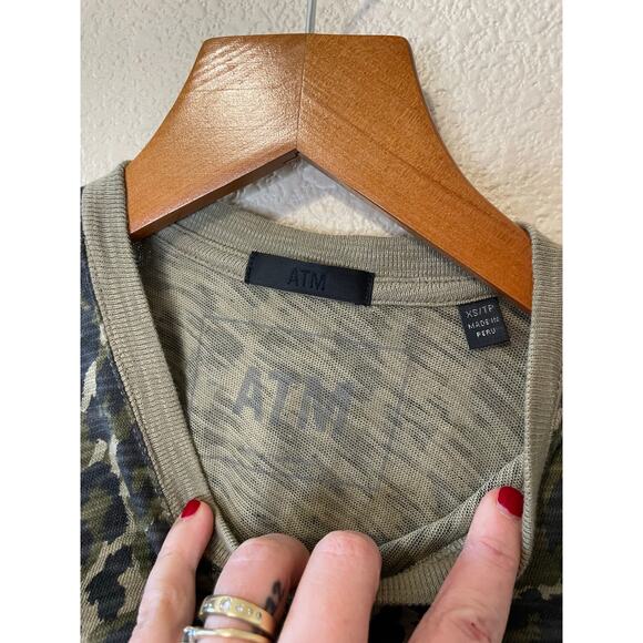 ATM Army Camo & Cheetah Print Short Sleeve Cotton Crew Neck Tee Size XS Y2K - Picture 4 of 8